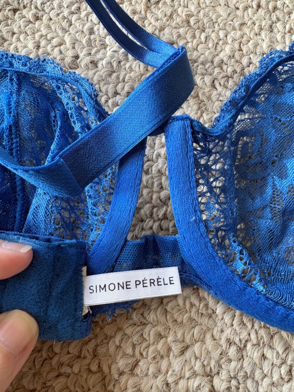 Simone Pérèle Blue Lace Bra 36C French Luxury Lingerie Glam Chic Designer - Picture 5 of 6